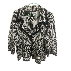 Chaus Black & White Geometric Knit Maximalist Jacket  Sz Medium